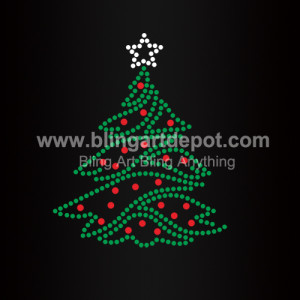 Christmas Tree Iron On Rhinestone Heat Transfers